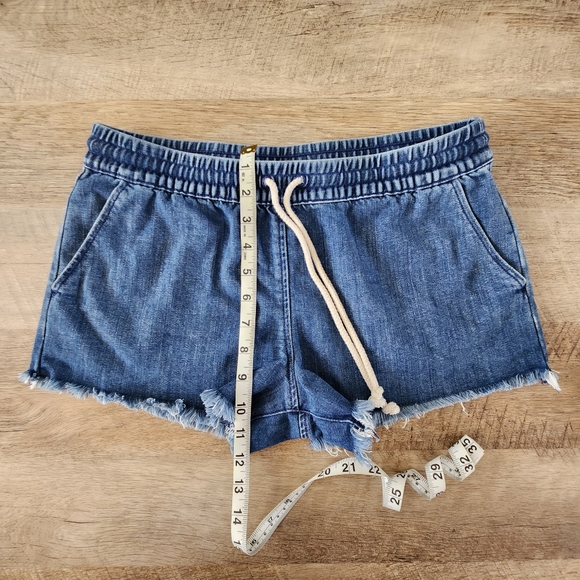 Aerie Drawstring Pull On Blue Denim Shorts - Picture 11 of 11